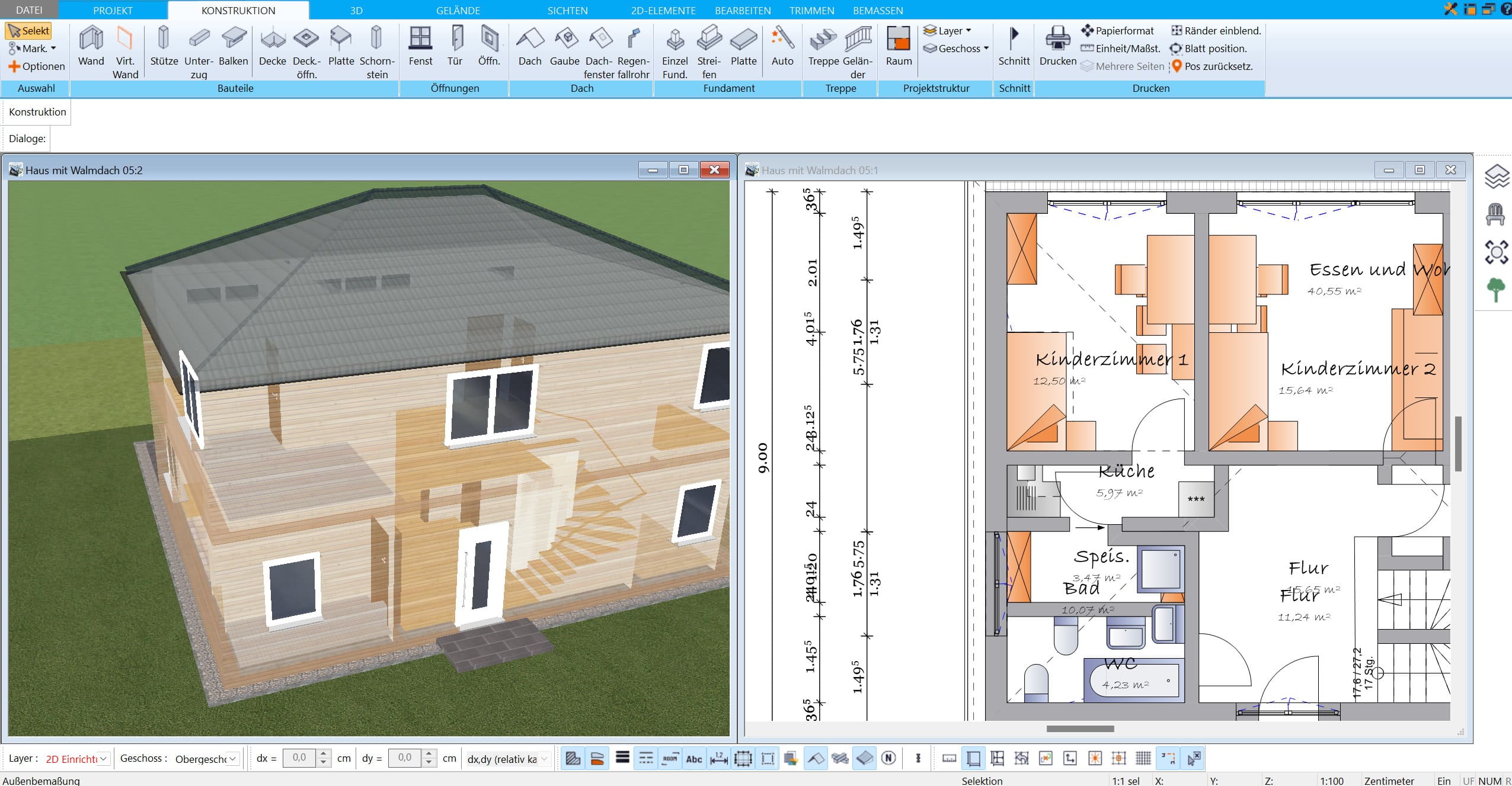 Mit dem HausDesigner3D lassen sich alle für den Bauantrag benötigten Unterlagen erstellen