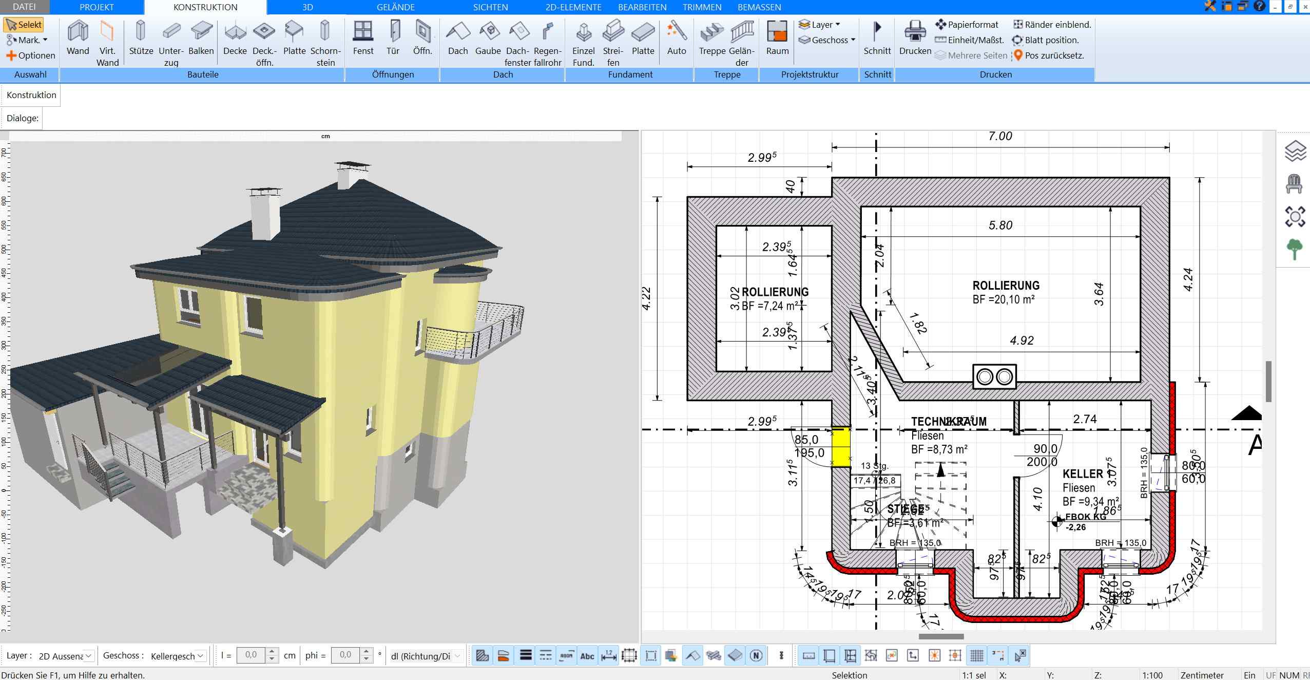 Grundriss der mit dem HausDesigner3D erstellt wurde