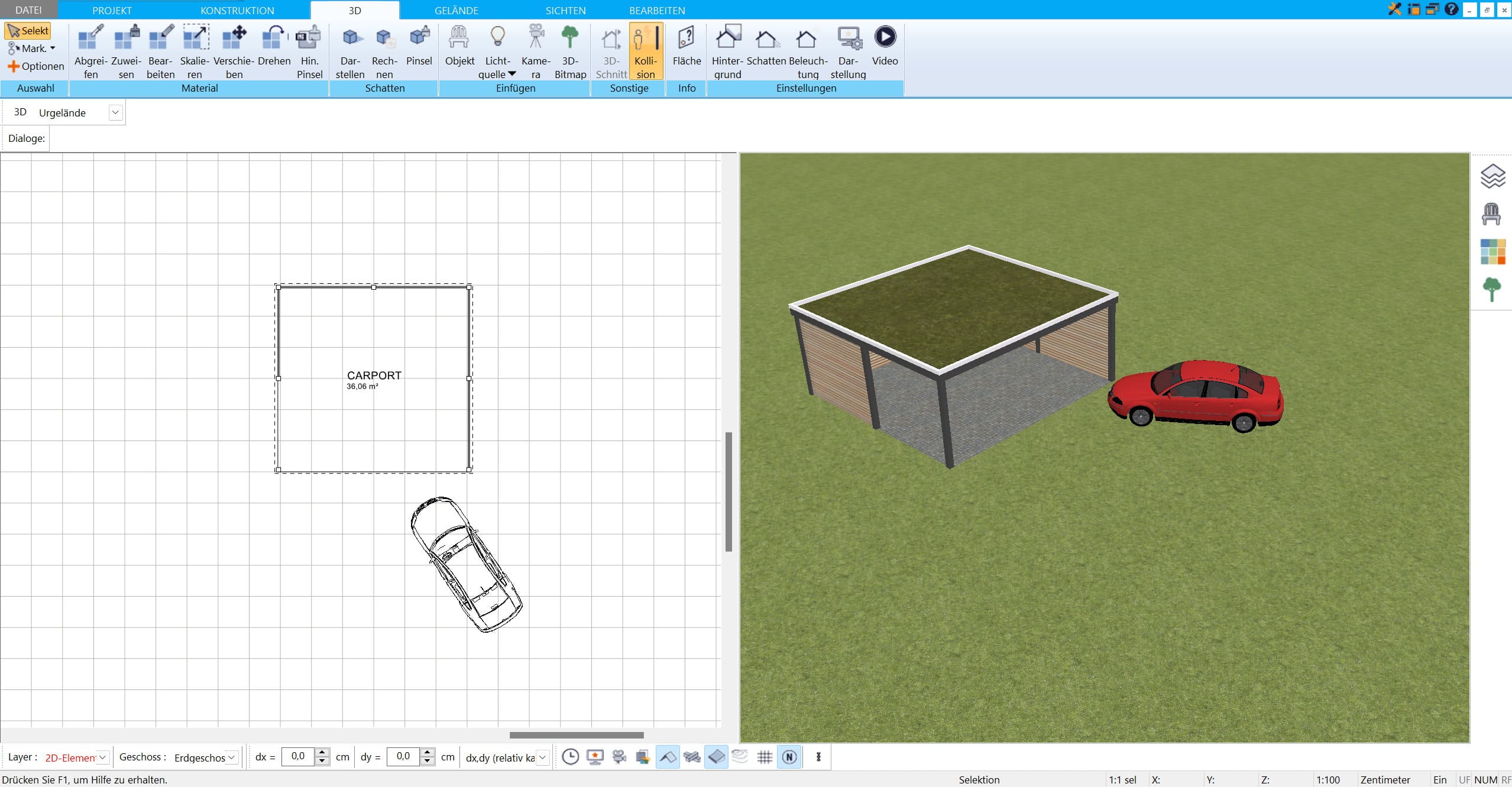 Doppelcarport-Grundriss Effiziente Raumnutzung mit dem HausDesigner3D