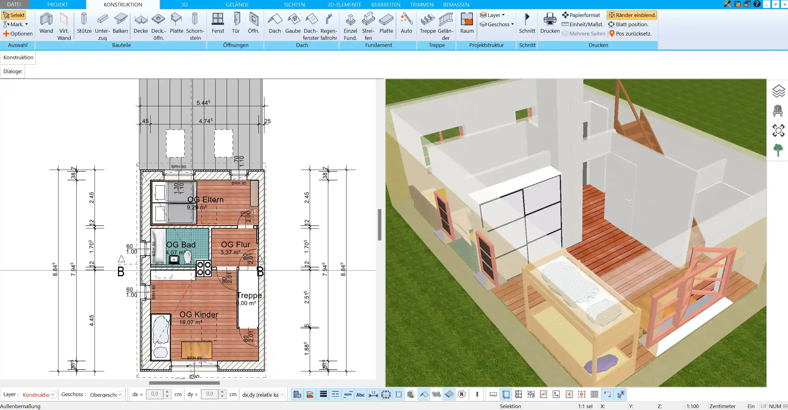 Exakte Flächenberechnung in 3D mit dem HausDesigner3D visualisieren