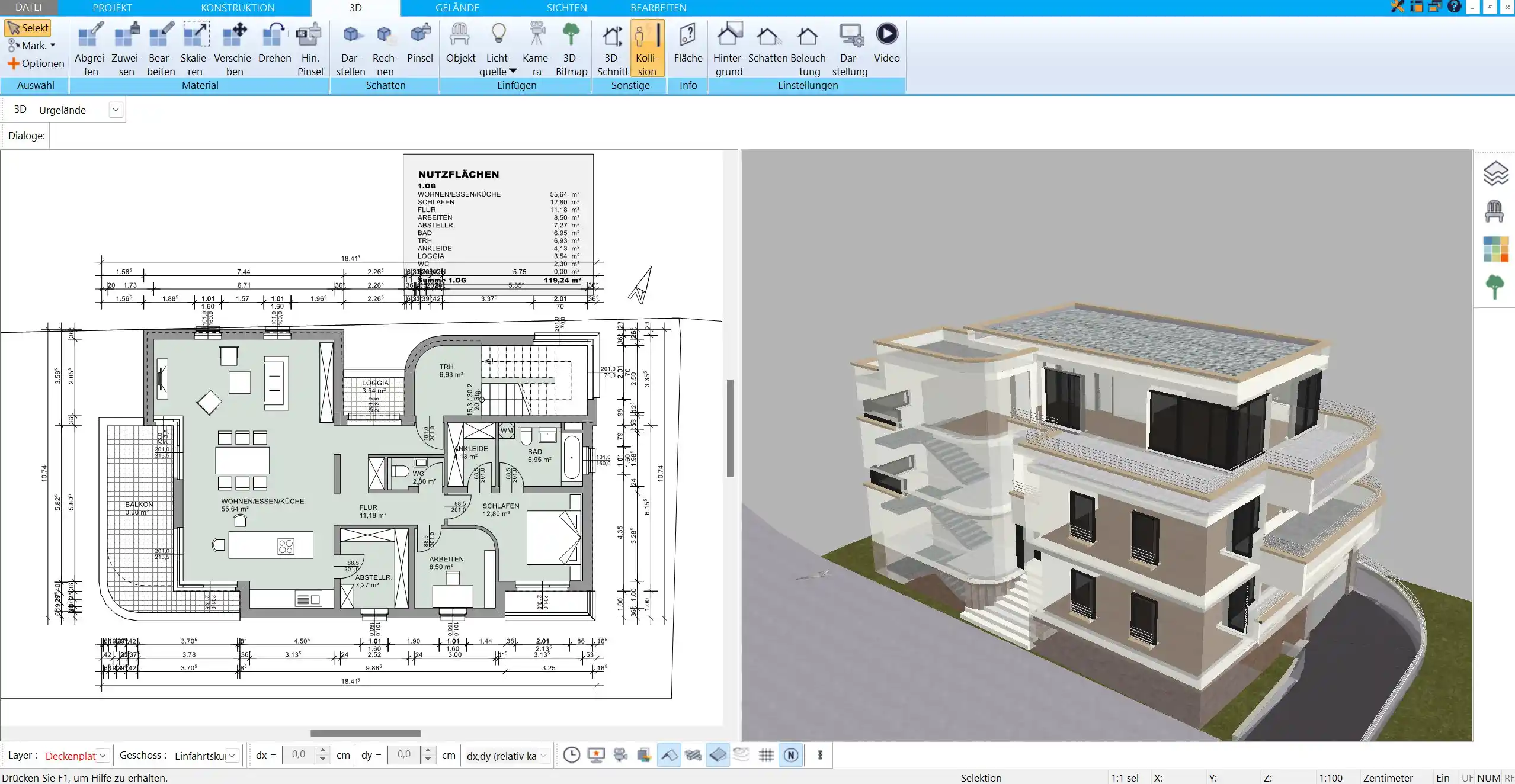 Exakte Grundrissplanung im passenden Maßstab mit dem HausDesigner3D.