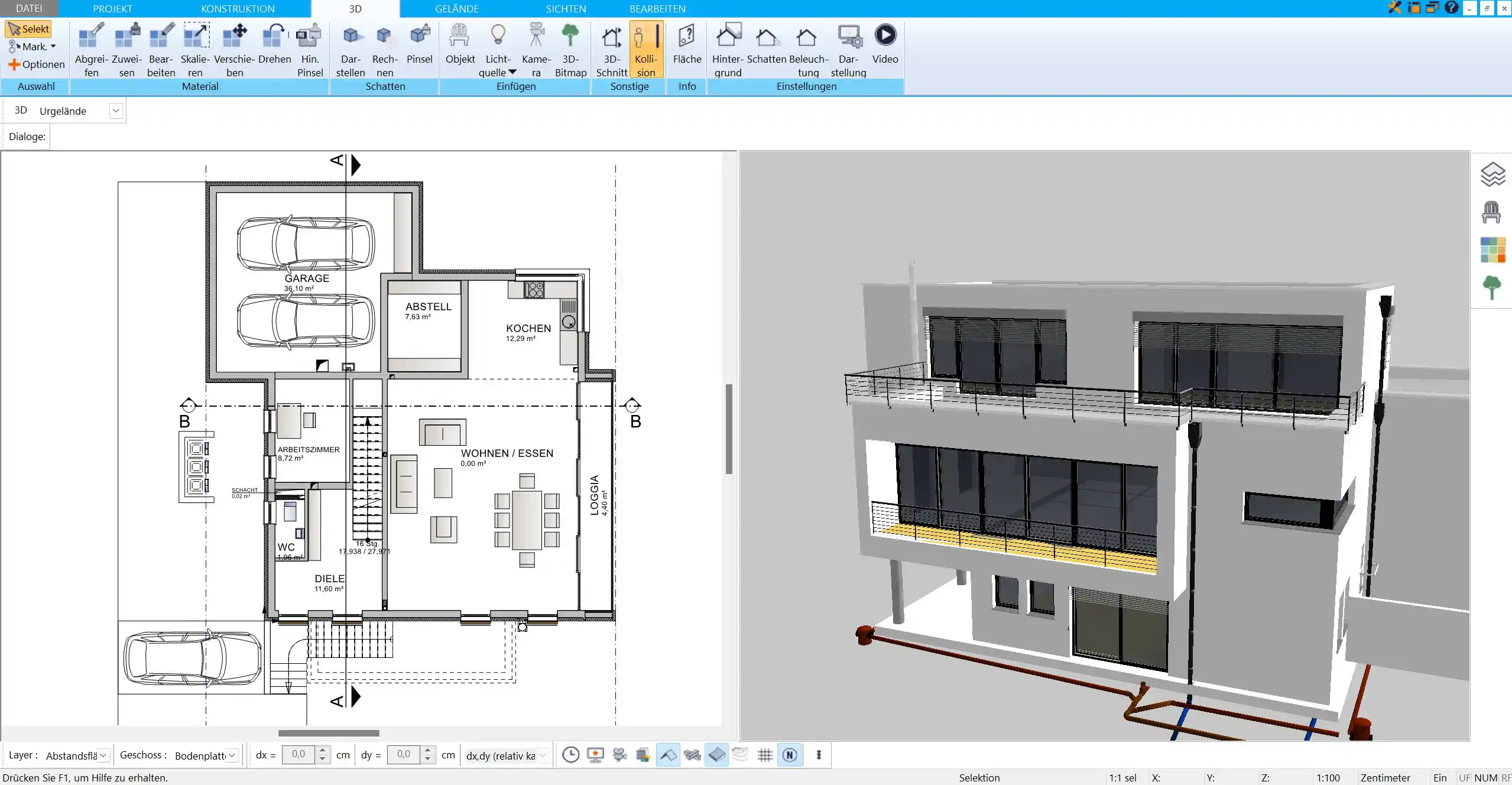 Exakte Visualisierung der Fassadendetails im Aufriss mit HausDesigner3D