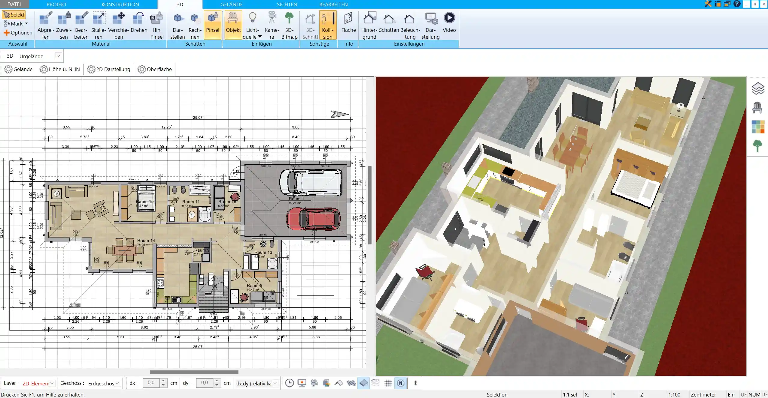 Maßstabsgetreue Visualisierung Ihres Projekts in 3D mit dem HausDesigner3D