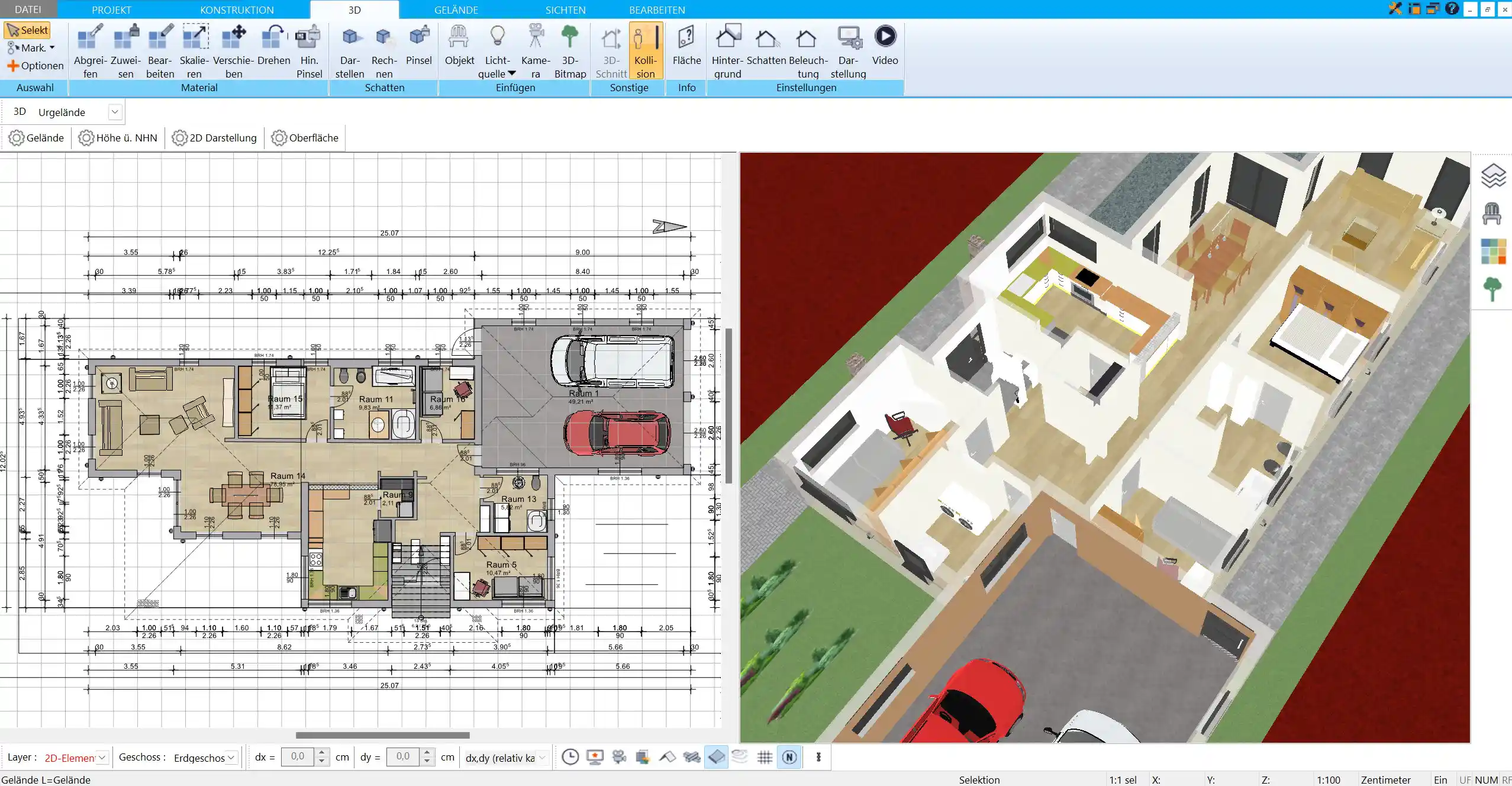 Optimale Raumgrößen und Aufteilung in 3D mit dem HausDesigner3D visualisieren