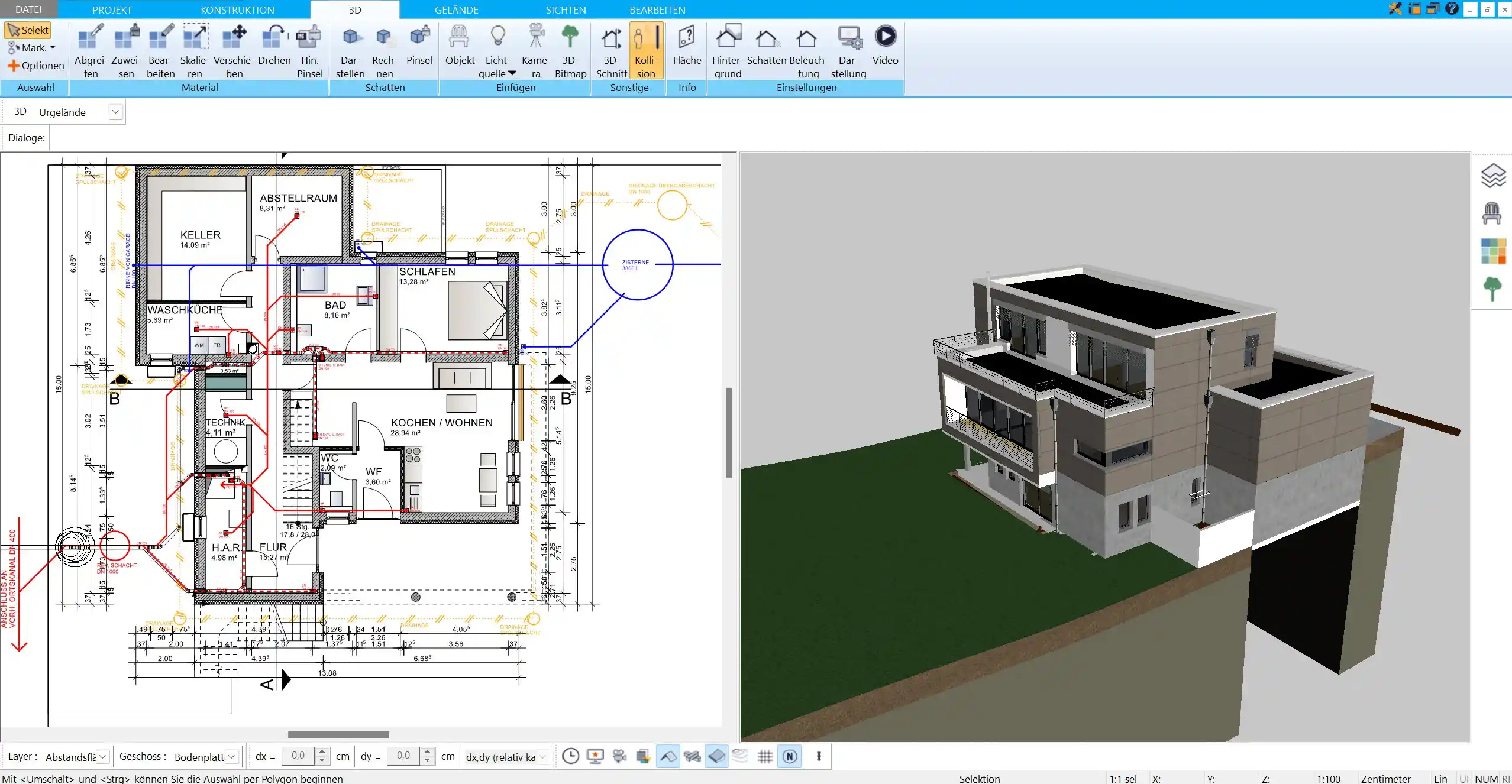 Detaillierte Planung der Kellerabdichtung mit dem HausDesigner3D