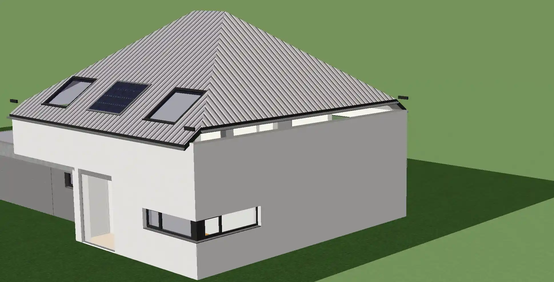 Die Giebelseite eines Hauses in der 3D-Ansicht des HausDesigner3D planen.