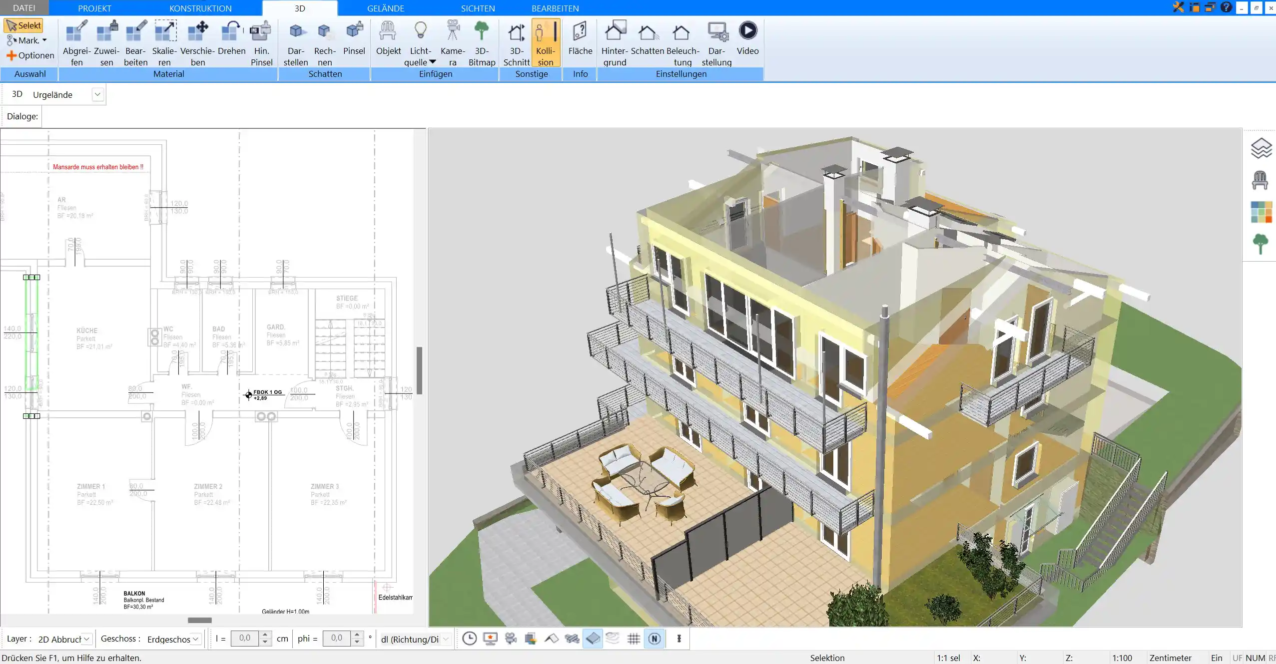 Esszimmerplanung Möbel optimal im Raum anordnen mit dem HausDesigner3D