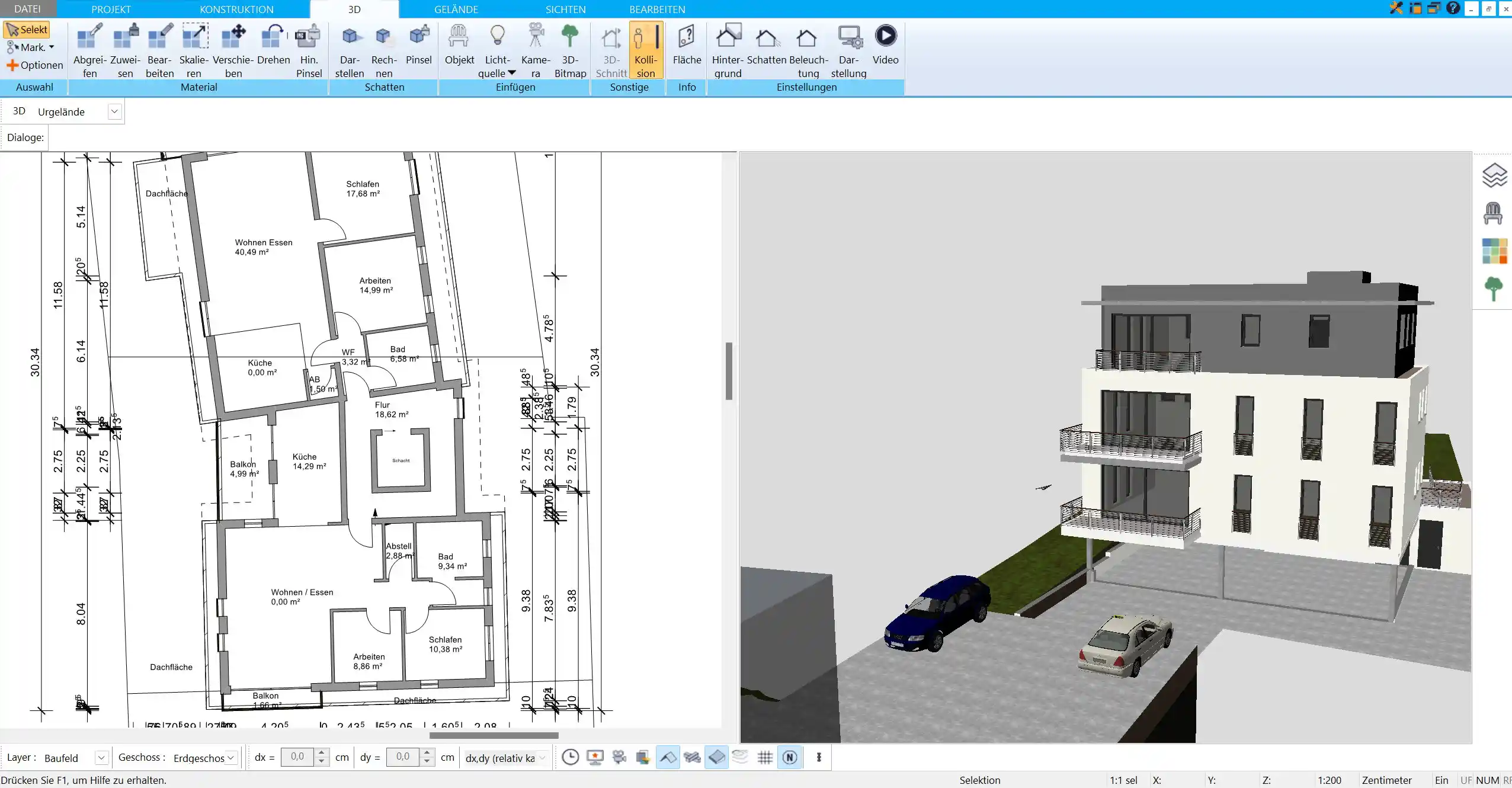 Exakte Planung der Stirnseite eines Hauses mit dem HausDesigner3D