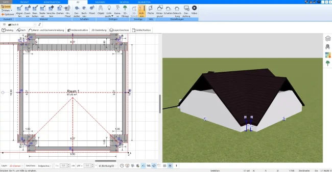 Exakte Traufseitenplanung und Dachneigung mit dem HausDesigner3D Exakte Traufseitenplanung und Dachneigung mit dem HausDesigner3D