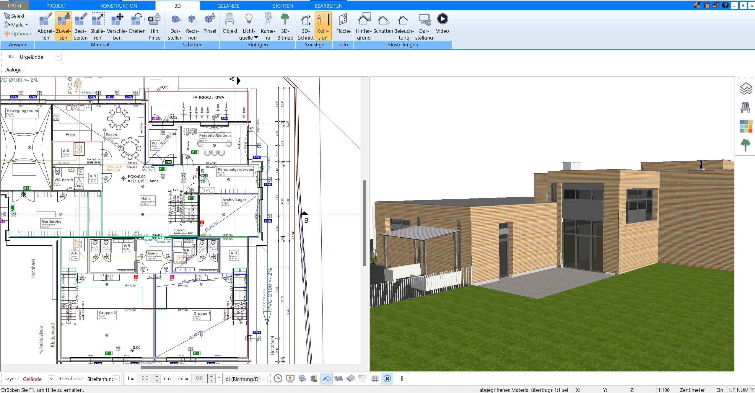 Im HausDesigner3D kann man jede Wohnfläche automatisch berechnen lassen