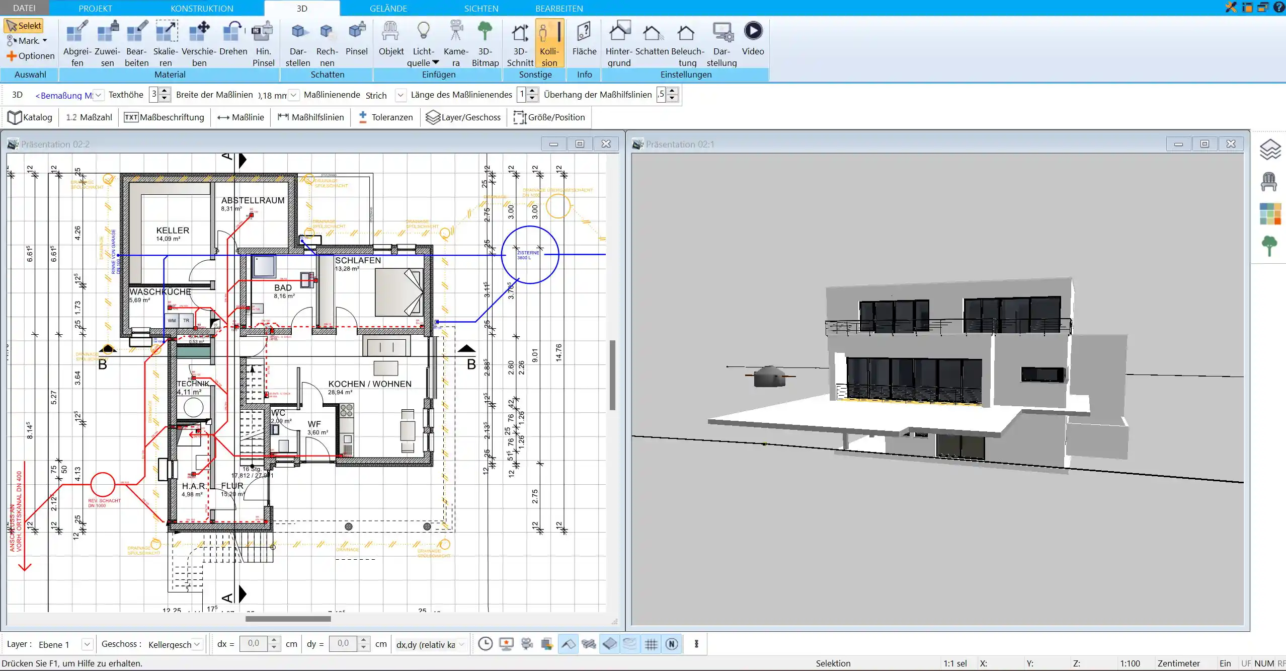 Normgerechte Maßzahlen und Linien mit dem HausDesigner3D visualisieren