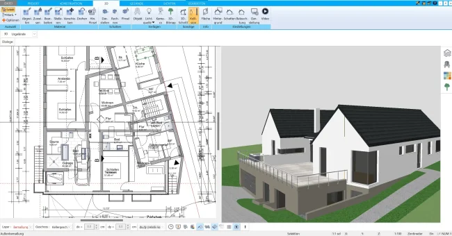 Optimale Vordachgröße in der 3D-Ansicht des HausDesigner3D planen. Optimale Vordachgröße in der 3D-Ansicht des HausDesigner3D planen.