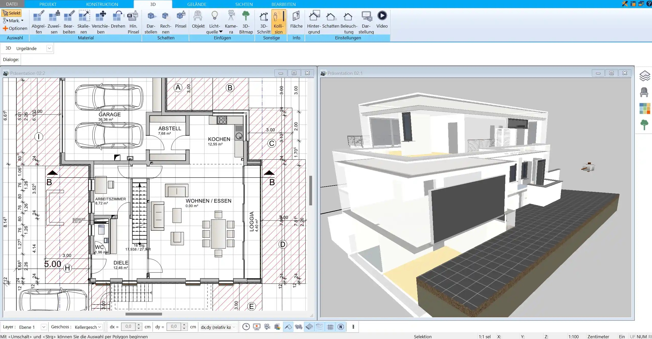 Planung der optimalen Putzdicke in der 3D-Ansicht mit dem HausDesigner3D