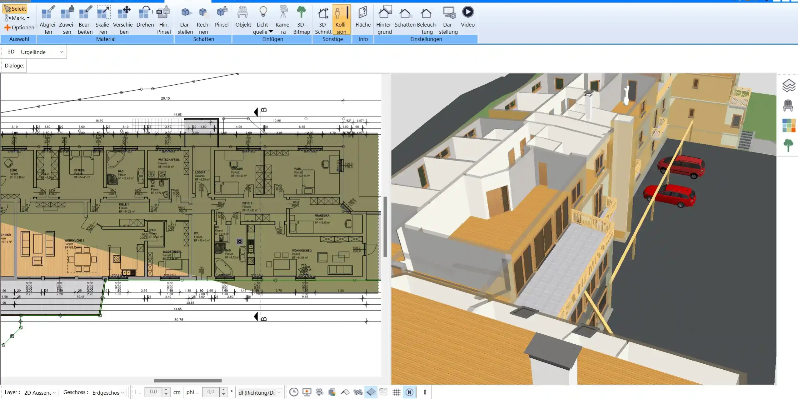 Planung eines Home-Gyms mit dem HausDesigner3D – ideale Raumgröße und Geräteplatzierung im Überblick.