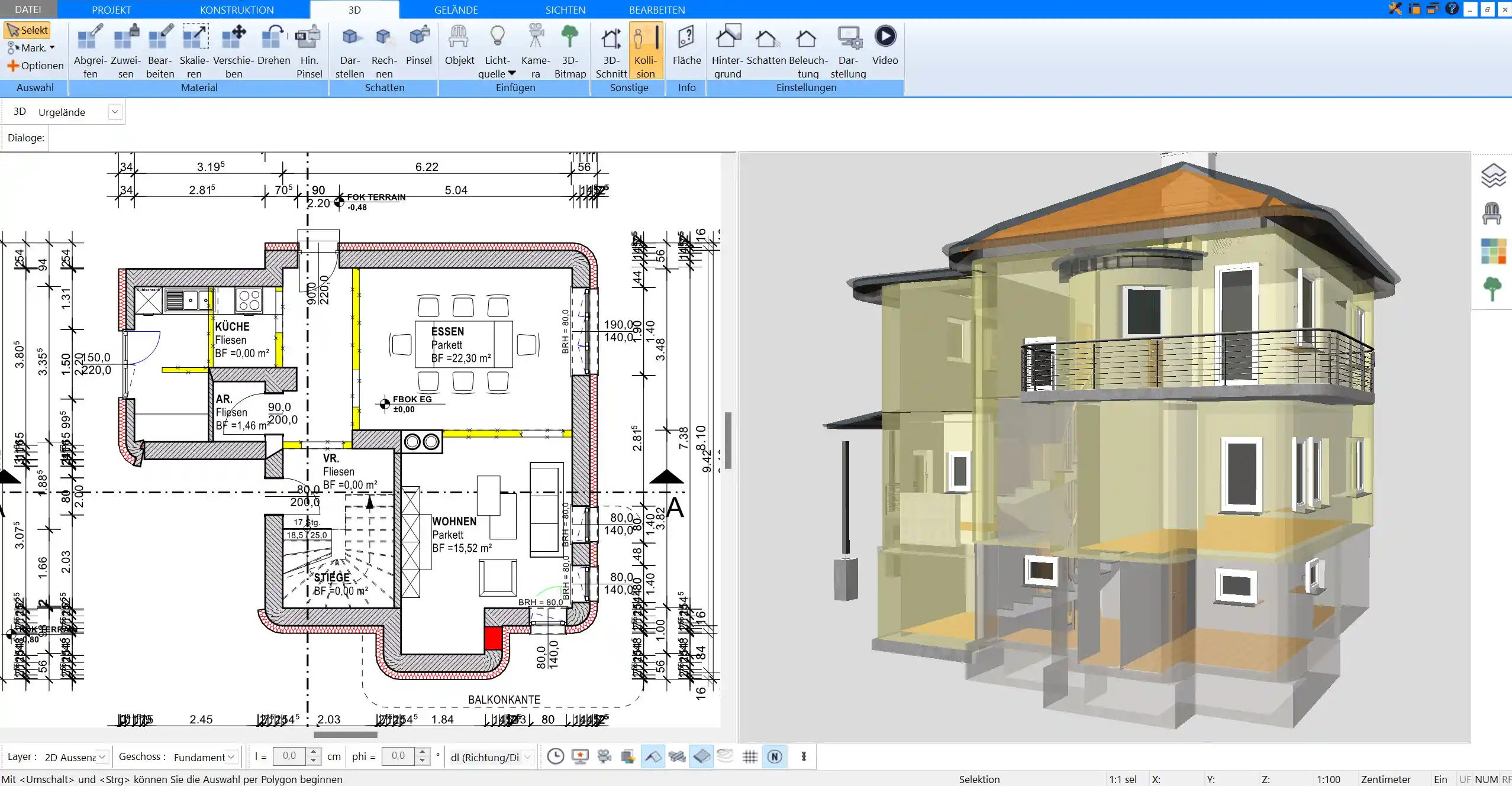 Professionelle Grundrissplanung und Berechnung der Traufhöhe mit dem HausDesigner3D