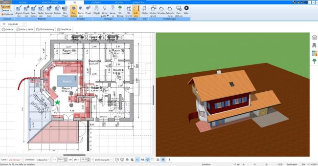 Wohnfläche eines ausgebauten Dachbodens berechnen im HausDesigner3D