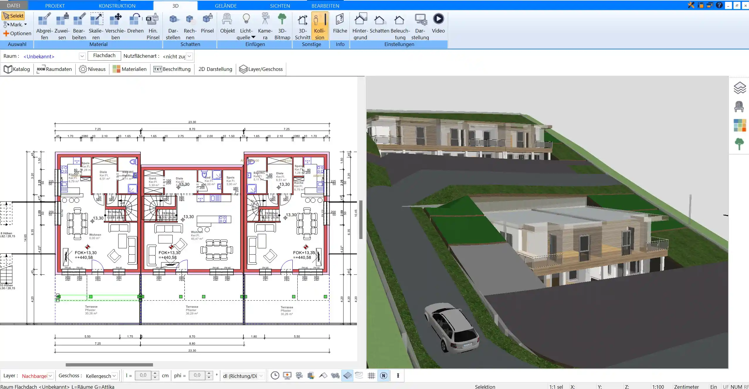 Detailansicht eines professionellen Bauplans in 3D mit dem HausDesigner3D – ideal für eine präzise Visualisierung des Bauvorhabens