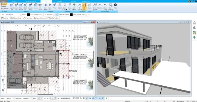 Grundriss eines Einfamilienhauses in 2D erstellt mit dem HausDesigner3D – klare Linienführung und einfache Bearbeitung Grundriss eines Einfamilienhauses in 2D erstellt mit dem HausDesigner3D – klare Linienführung und einfache Bearbeitung
