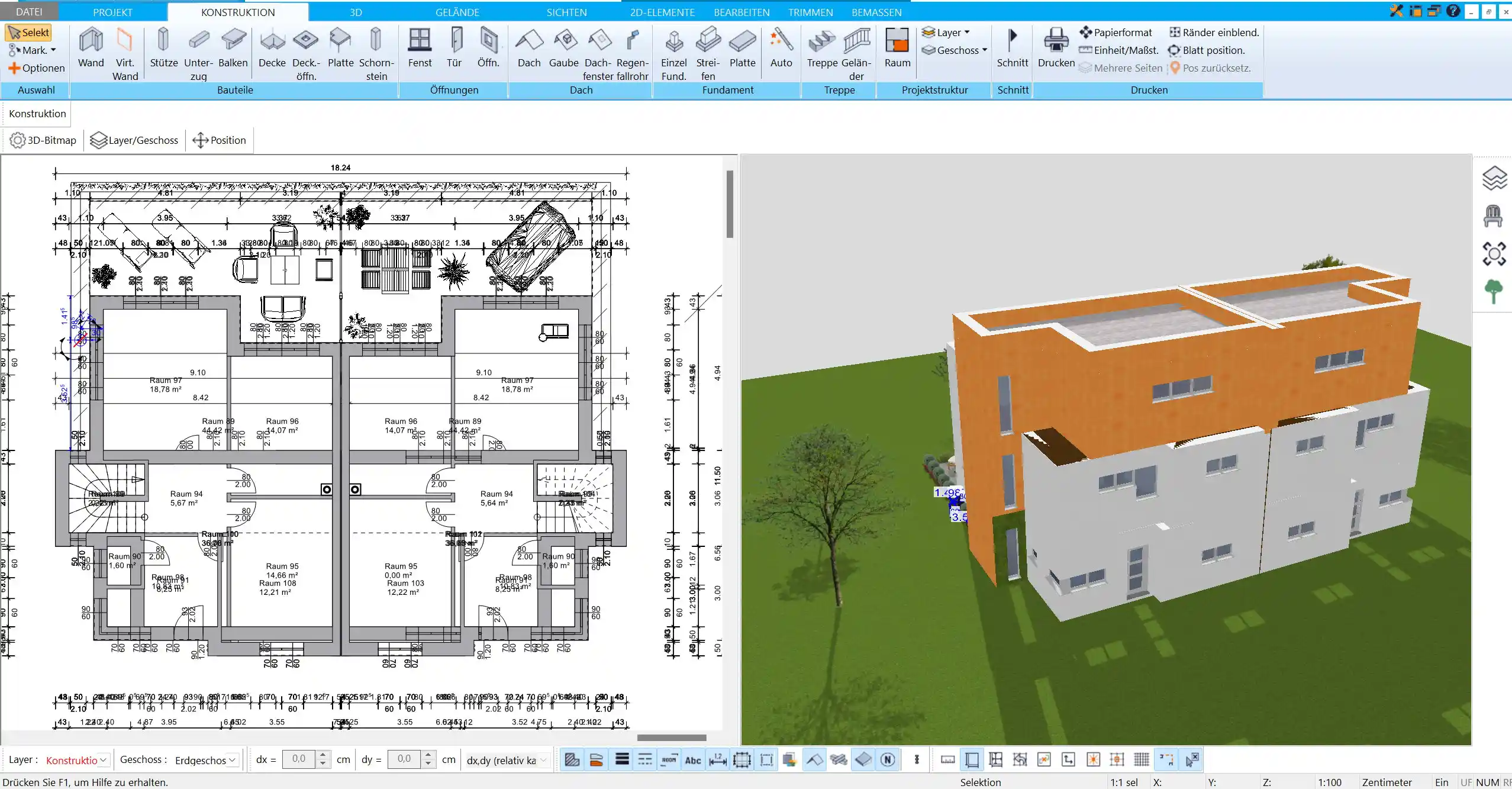 Benutzeroberfläche des HausDesigner3D Einblick in die intuitive Drag-and-Drop-Funktion, die das Planen vereinfacht