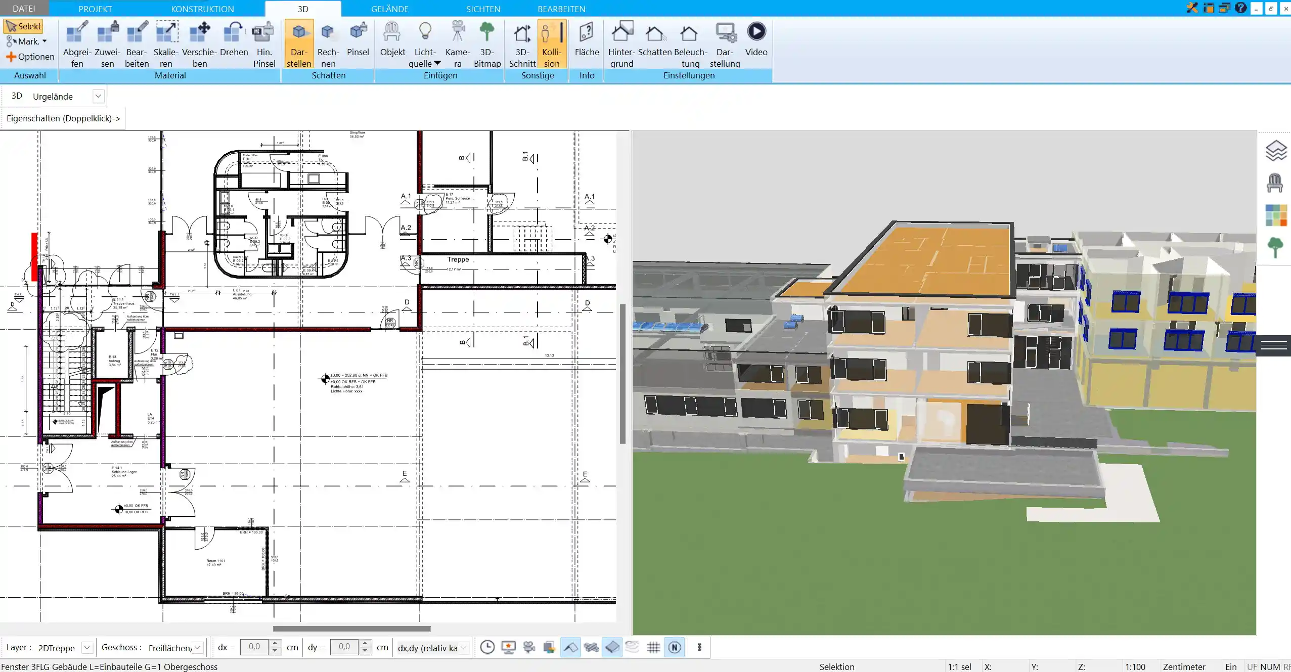 Der Wechsel zwischen 2D- und 3D-Ansichten im HausDesigner3D ermöglicht flexible Anpassungen während der Planung