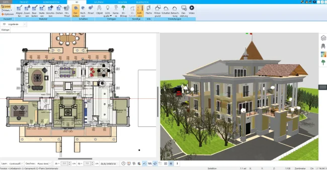 Der äußere Grundrissrahmen wird angelegt, um die Gesamtstruktur des Wohnheims festzulegen