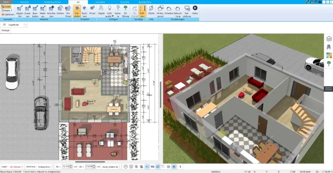 Designen Sie Innenräume und sehen Sie Ihre Pläne sofort in realistischer 3D-Ansicht