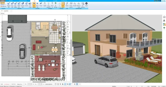 Die benutzerfreundliche Oberfläche des HausDesigner3D ermöglicht eine einfache 2D- und 3D-Planung Ihrer Wohnräume