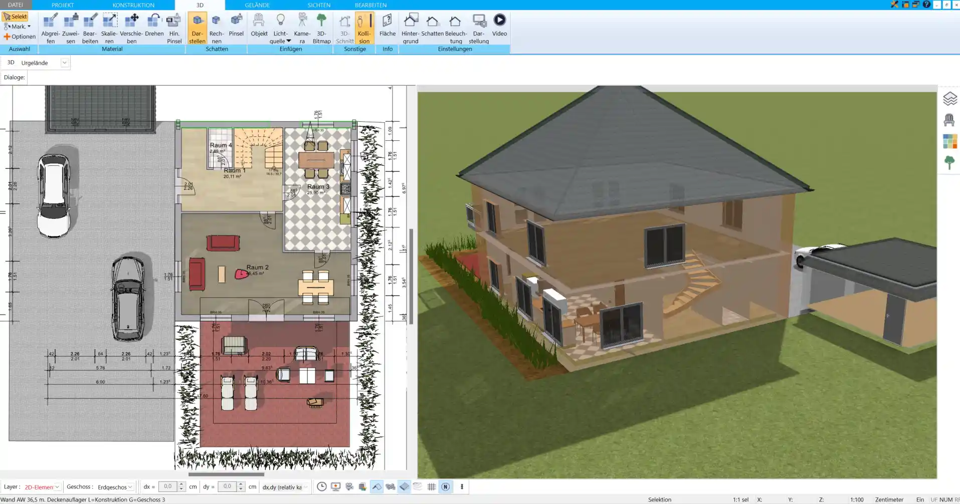 Einfache Bedienoberfläche des HausDesigner3D