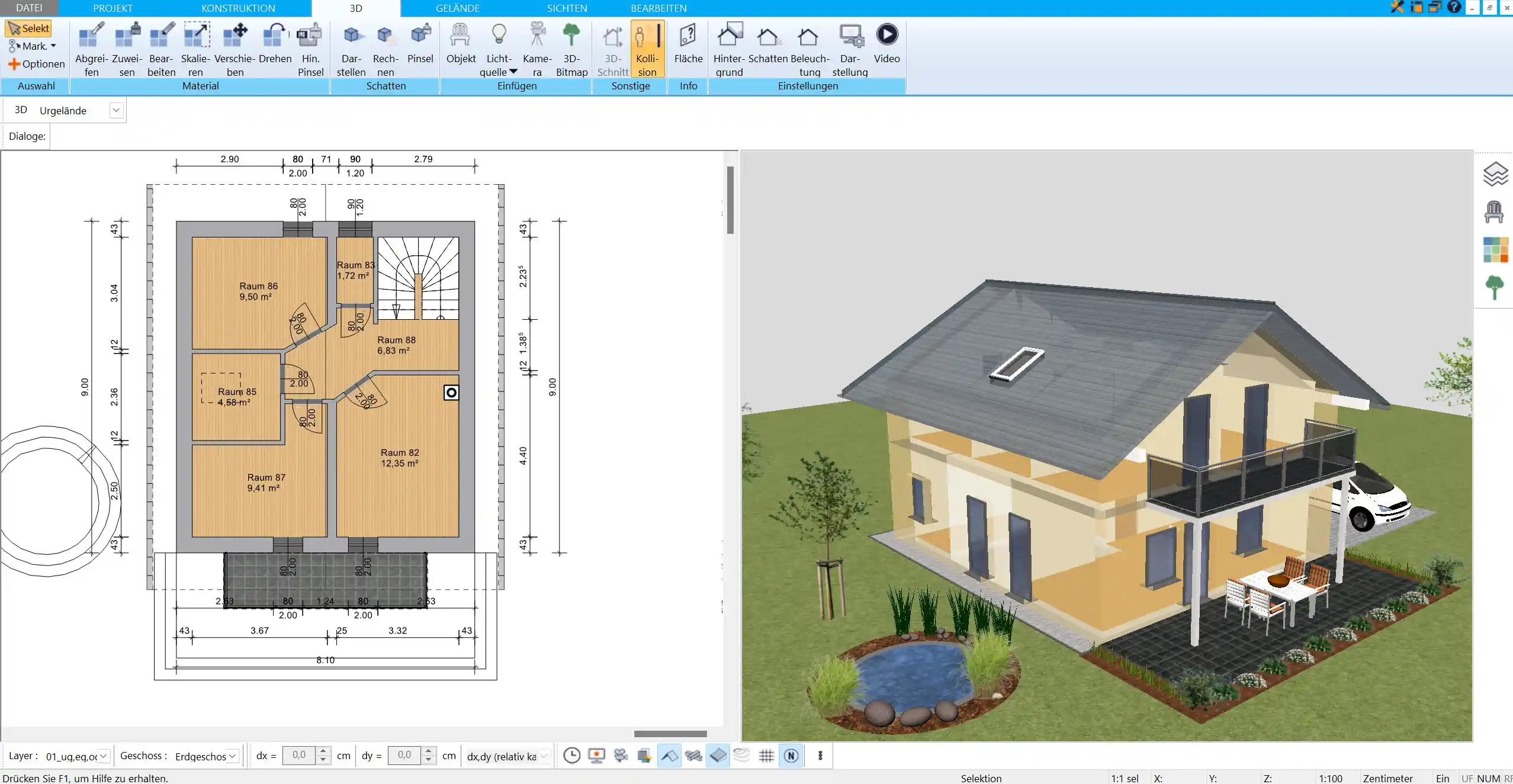 Einfache Bedienoberfläche des HausDesigner3D