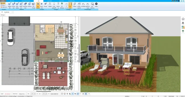 Einfaches Erstellen und Bearbeiten von detaillierten 2D-Grundrissen im HausDesigner3D