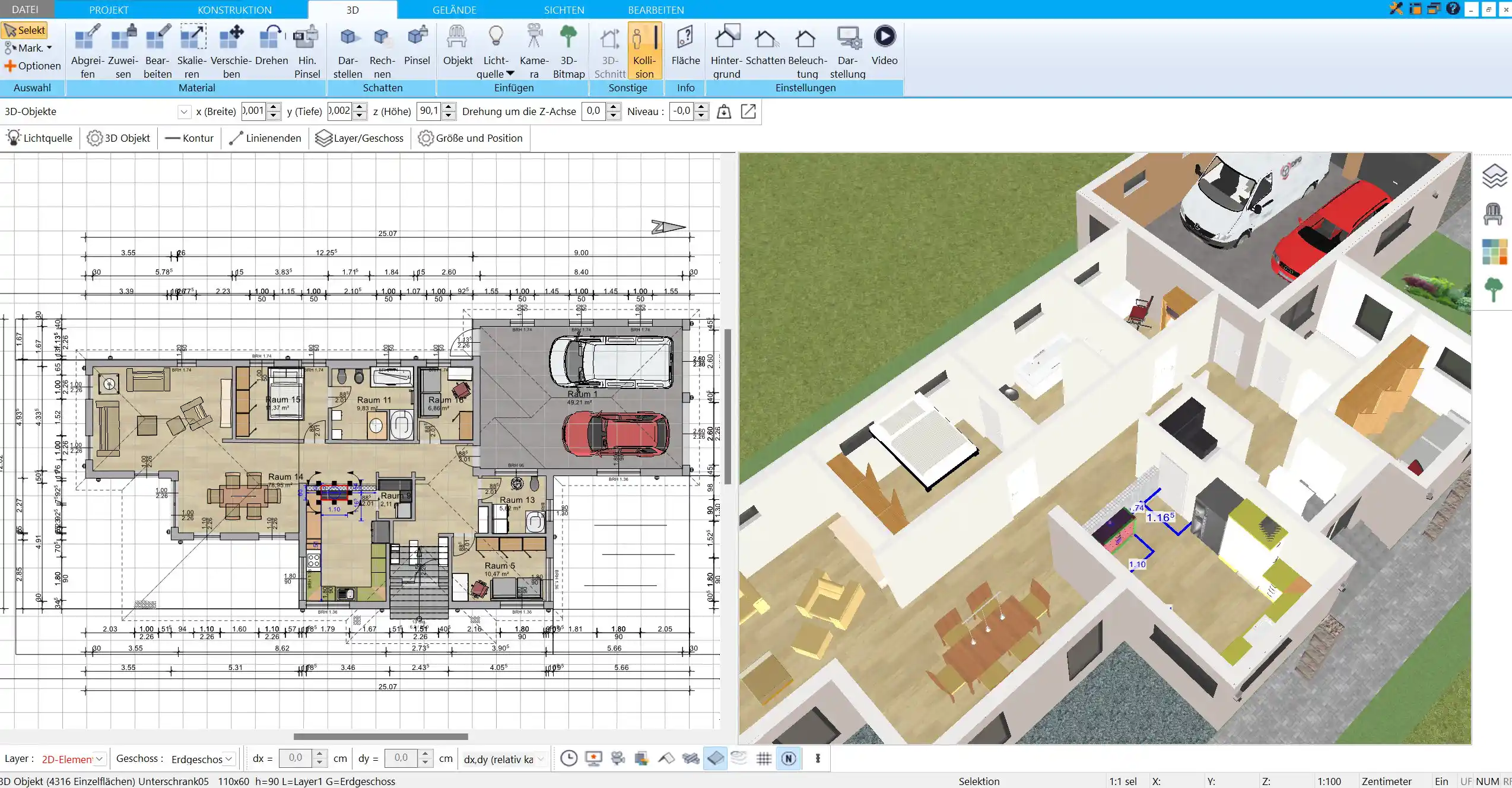 Exakte Raumeinteilung mit HausDesigner3D