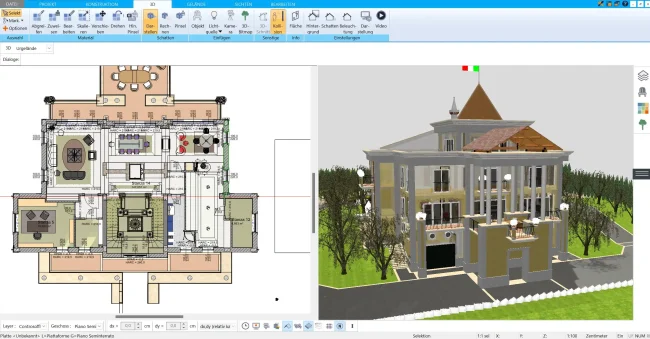 Grundriss der Jugendstilvilla im HausDesigner3D