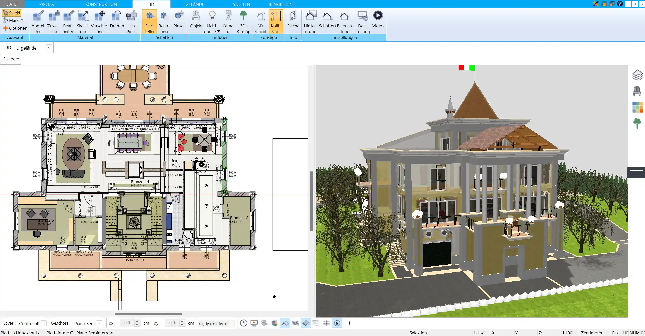 Grundriss der Jugendstilvilla im HausDesigner3D