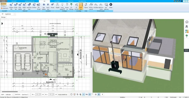 Grundriss eines Friesenhauses im 2D-Modus von HausDesigner3D