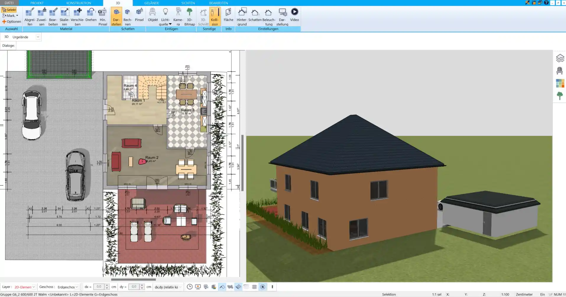 Grundrissplanung für ein Modulhaus im HausDesigner3D