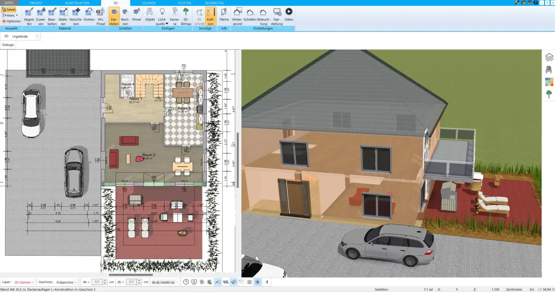 Höhen- und Längenmessungen im HausDesigner3D Einfaches Abmessen von Höhen und Längen, um sie für die Kubaturberechnung zu nutzen