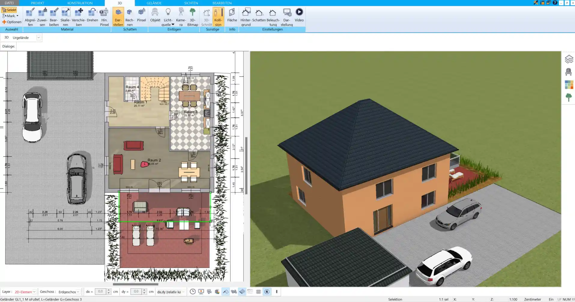 Landschaftsgestaltung in HausDesigner3D Außenbereiche wie Garten und Terrasse im Entwurf integrieren