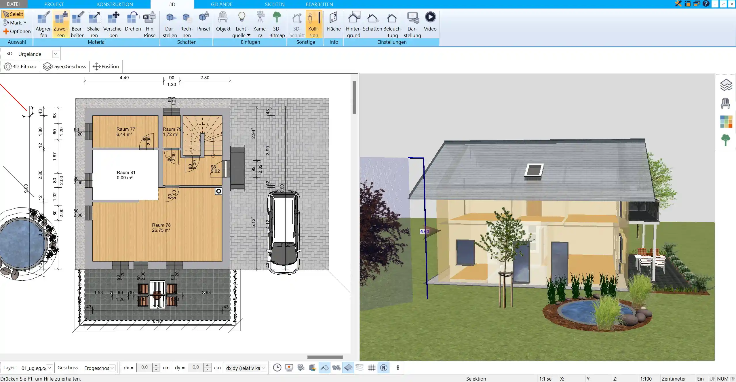 Landschaftsgestaltung in HausDesigner3D Außenbereiche wie Garten und Terrasse im Entwurf integrieren