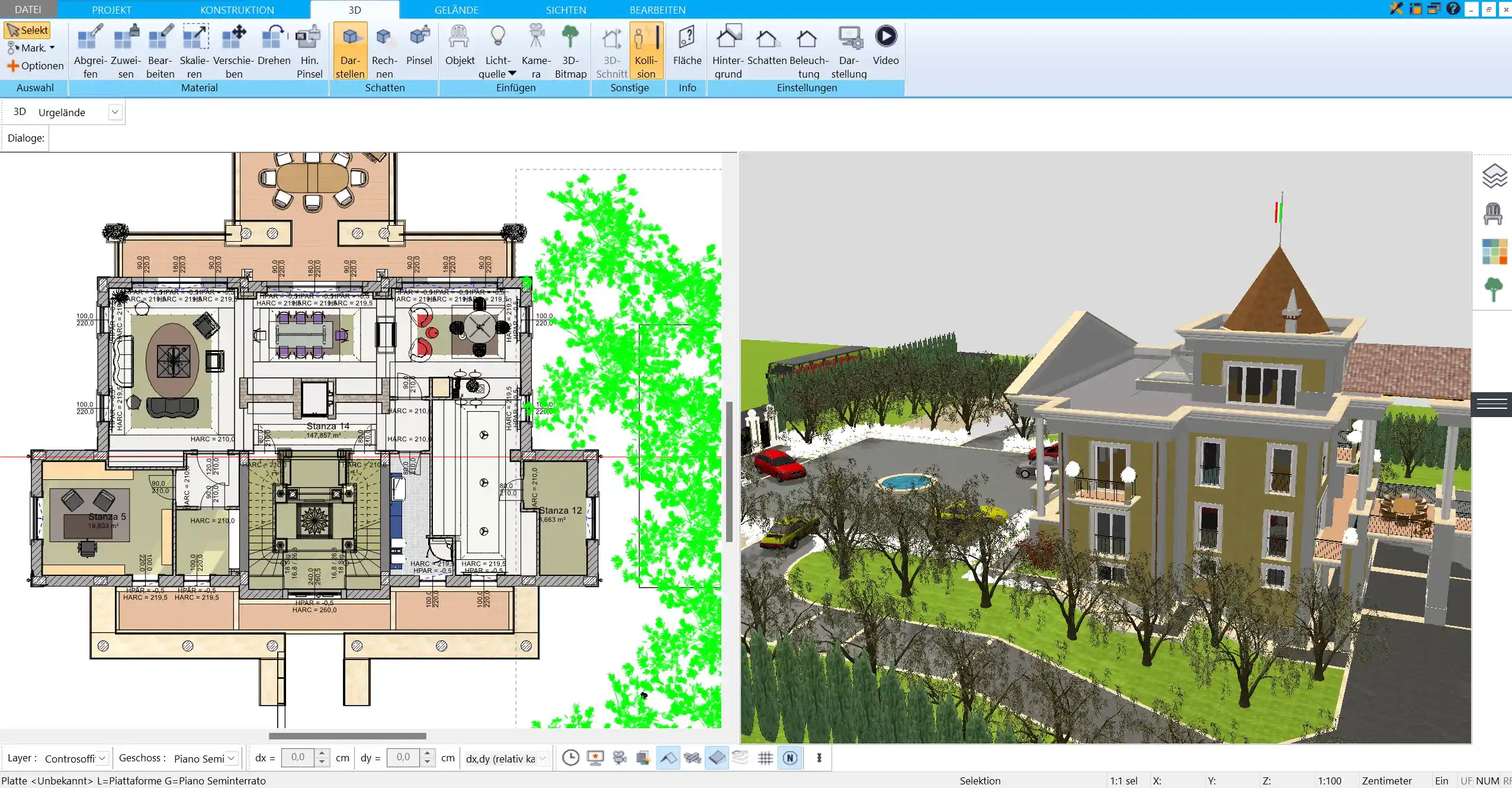 Mit HausDesigner3D erstellte 3D-Ansicht eines Hauses – für eine realistische Visualisierung Ihrer Baupläne