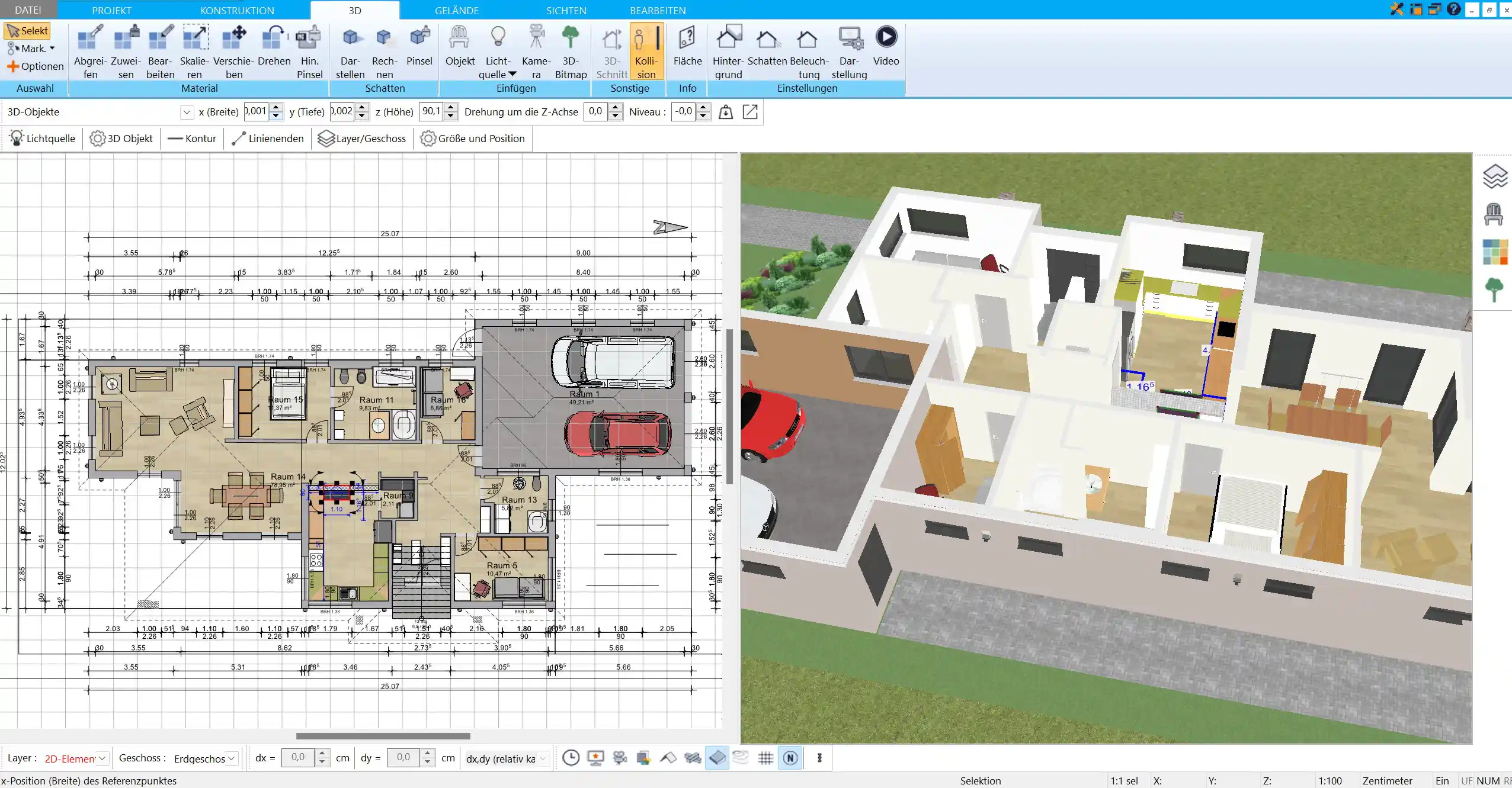 Mit dem HausDesigner3D können Sie Ihren Flur detailliert in 3D planen und eine realistische Vorschau erhalten