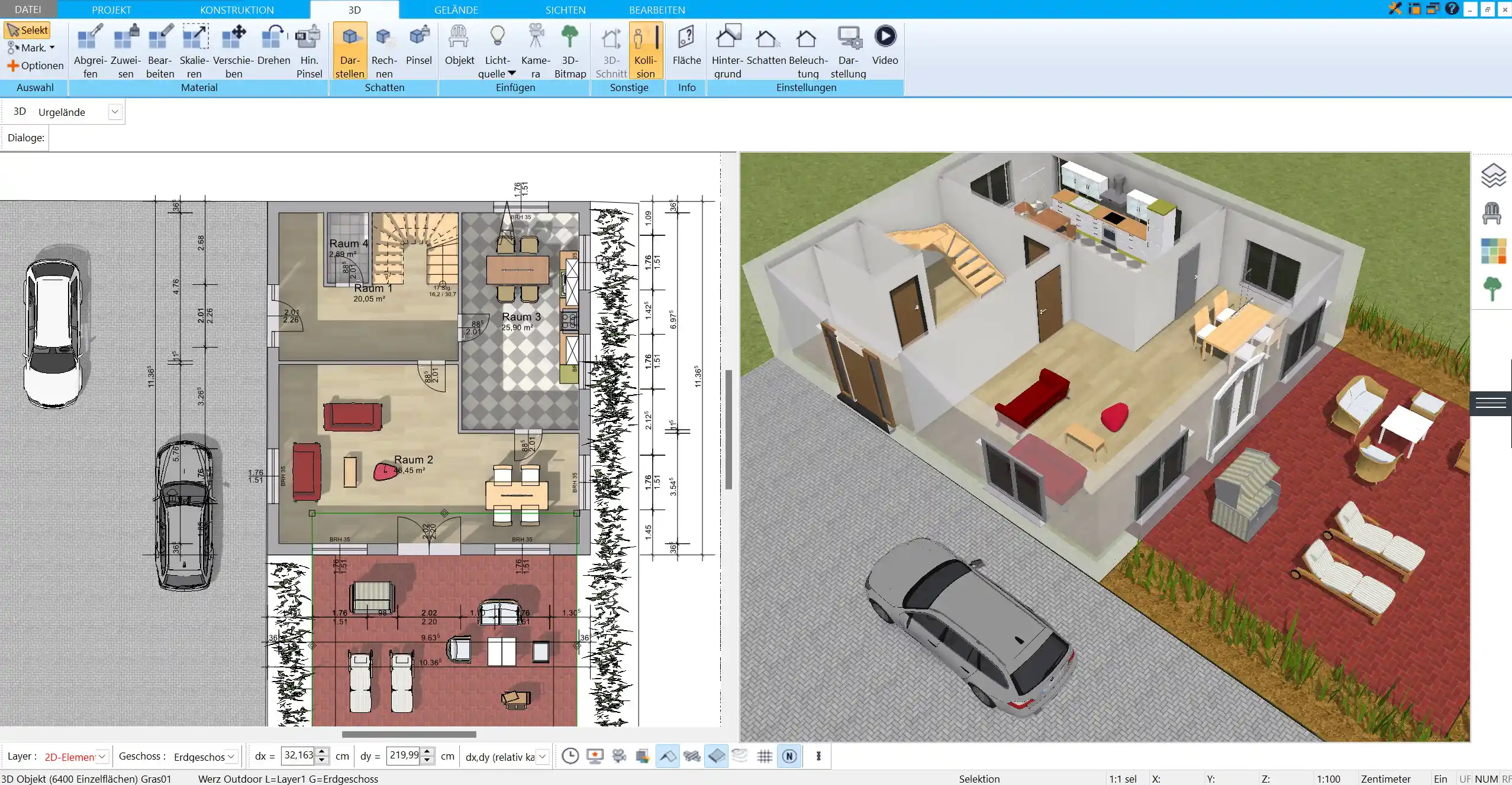 Räume möblieren und gestalten – das Ausbauhaus im HausDesigner3D realitätsnah einrichten