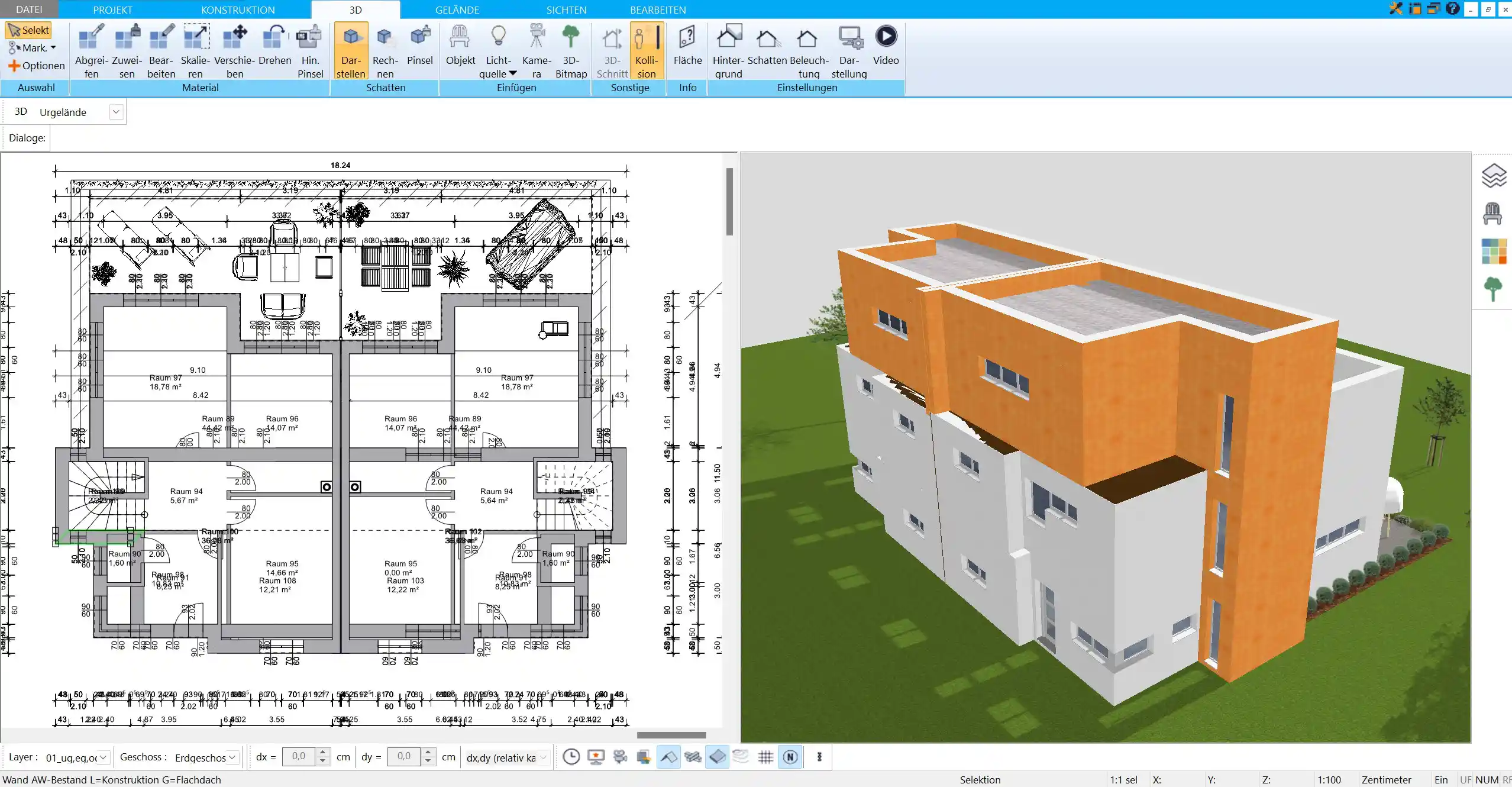 Zeigt die übersichtliche und intuitive Oberfläche des HausDesigner3D, ideal für Einsteiger und erfahrene Planer