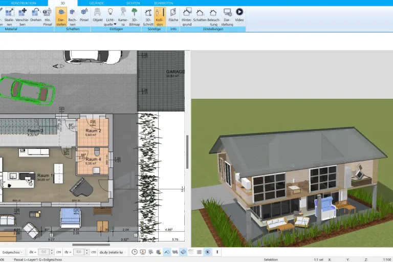 3D-Visualisierung eines Blockhauses – erstellt mit HausDesigner3D