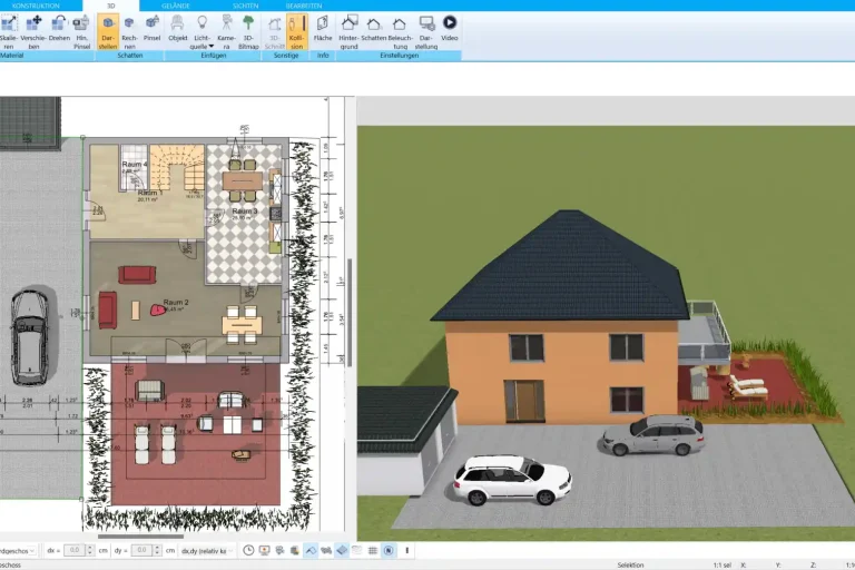 Beispiel einer Mehrfamilienhaus-Planung in 3D – erstellt mit dem HausDesigner3D