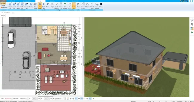 Bodengleiche Dusche und Haltegriffe Die Badezimmerplanung im HausDesigner3D berücksichtigt die Anforderungen für barrierefreie Zugänglichkeit