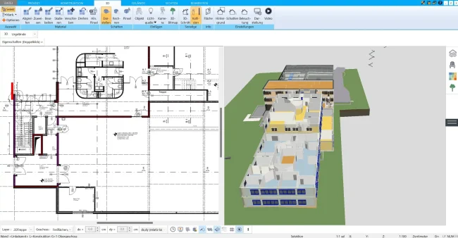Eine Visualisierung des Empfangs- und Quarantänebereichs mit dem HausDesigner3D, in dem separate Räume für den Schutz der Tiere eingeplant sind