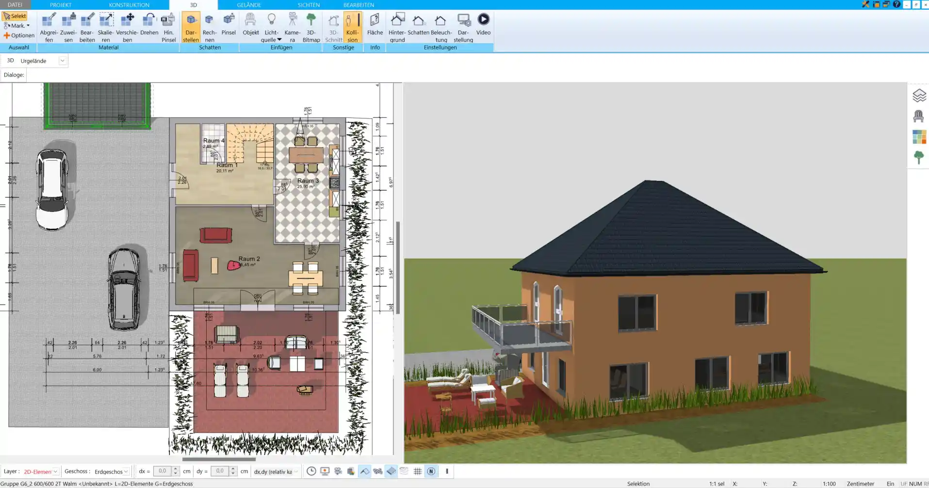 Erstellen Sie den Grundriss Ihres Landhauses Schritt für Schritt mit dem HausDesigner3D