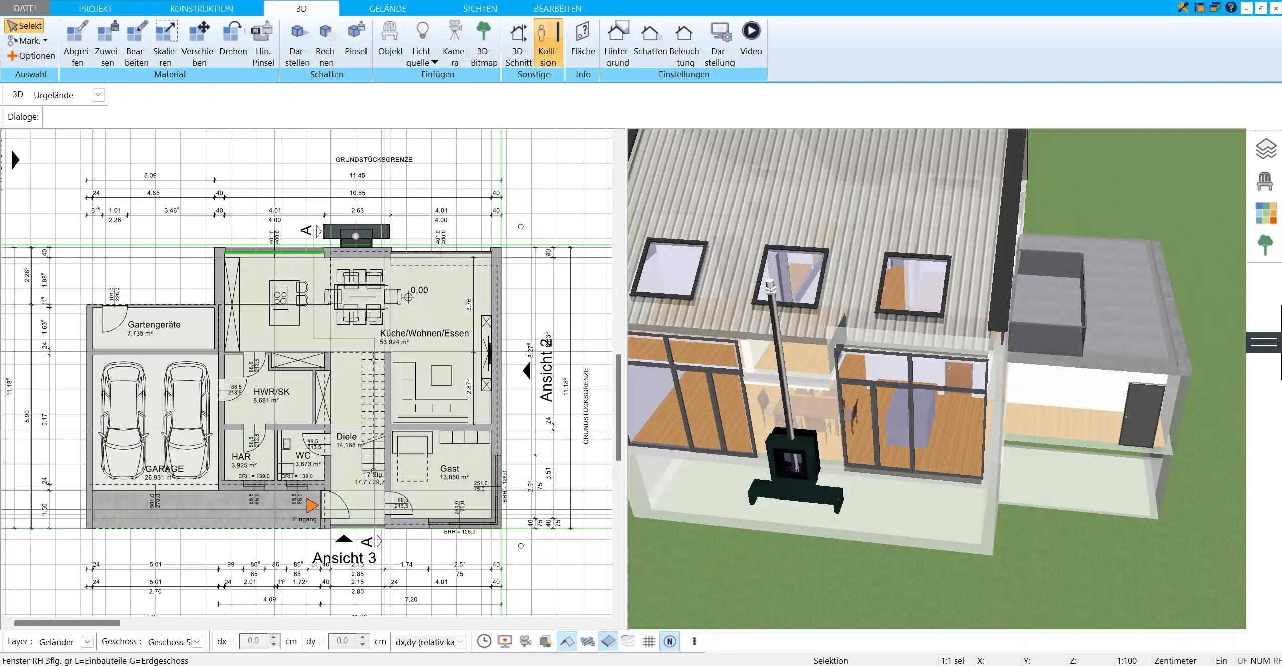 Erstellen Sie die Grundstruktur Ihres Musterhauses – Außen- und Innenwände im HausDesigner3D festlegen