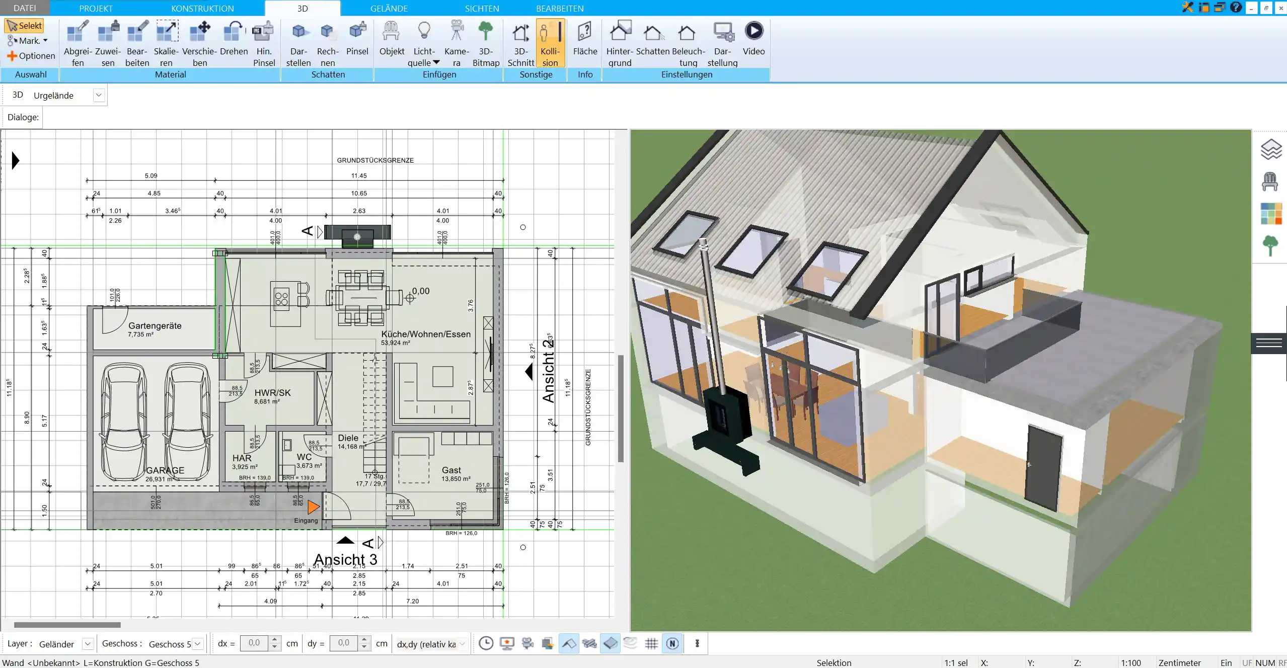 Erstellen des Grundlayouts für das Strohhaus – erste Schritte in der Planungssoftware