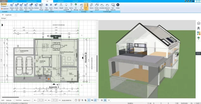 Grundform des Winkelbungalows festlegen Die erste Schritte bei der Planung - Maße eingeben und die Grundform des Gebäudes als L- oder U-Form festlegen